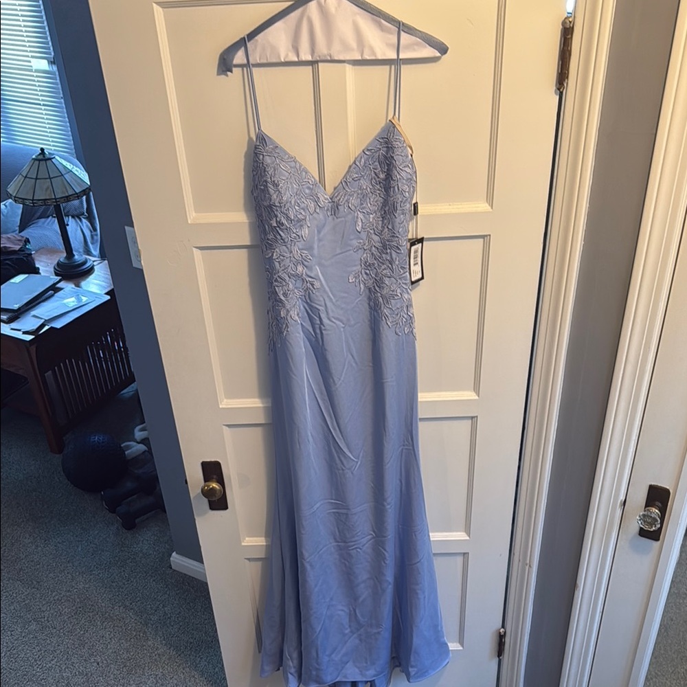 Faviana Purple Sleeveless Spaghetti Strap Prom Gown